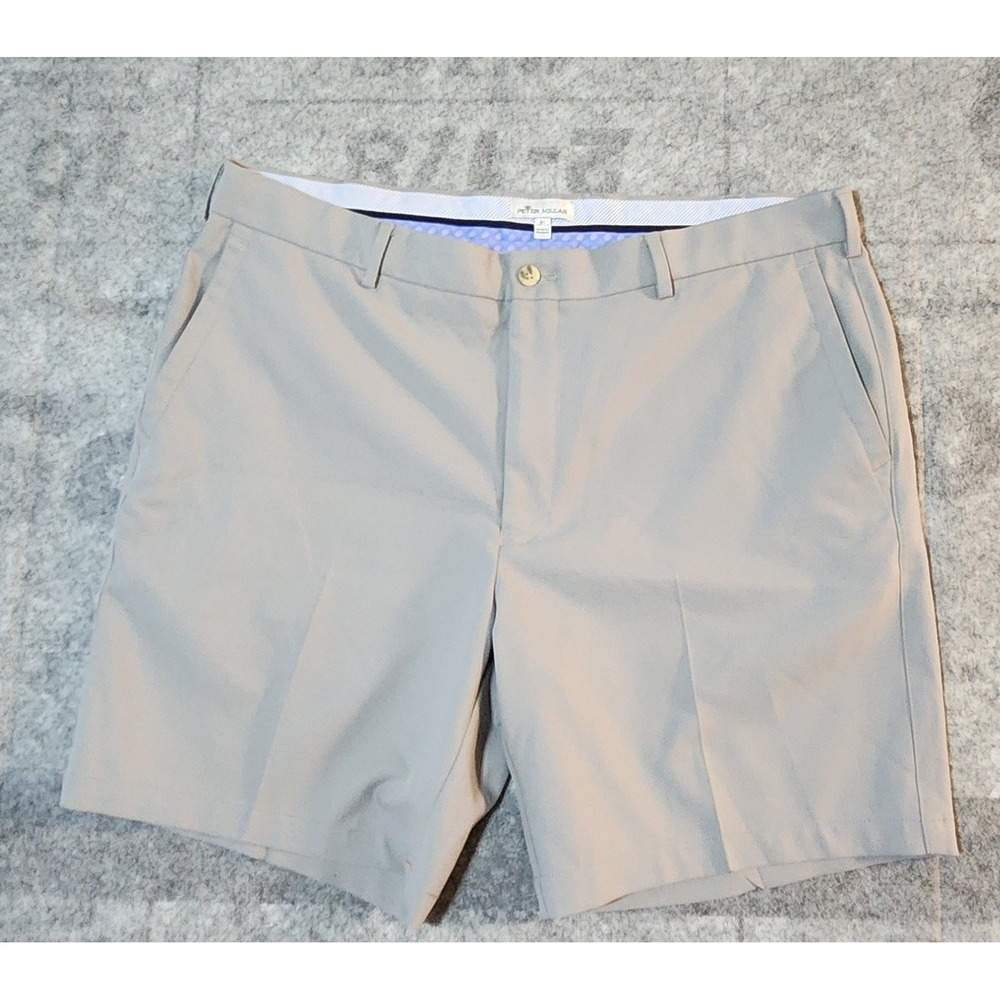 Peter Millar Shorts Mens‎ Size 38 Gray Crown Crafted Golf Active Wear Flat Front